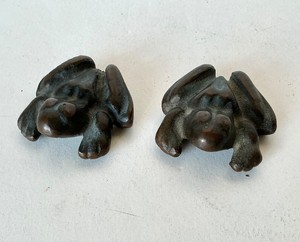 Pair of Cast Bronze Anatomically Correct Frog Doorstops #2