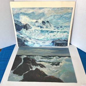 Pair of Unframed Oil on Canvas Seascapes