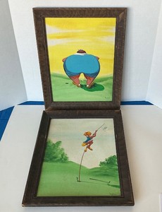 Pair of C.M. (Mac) Ingham Comedic Sporting Paintings #1