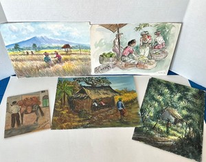 Group of 5 Small Unframed Ethnic Paintings