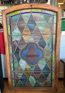 Antique Sacred Heart Stained Glass Window