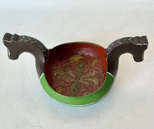 Vintage Scandinavian Rosemaled Ale Bowl