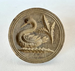 Antique Hand Carved Wooden Swan Butter Stamp