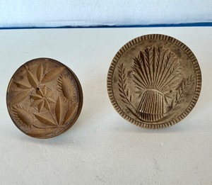 Pair of Antique Wooden Butter Stamps #1