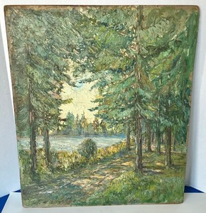 Conifer Forest Landscape Painting (Unframed)