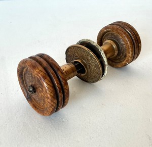 Antique Turned Burl Door Knob Set