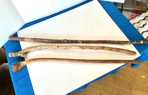 Group of 3 Vintage Hand Carved Walking Sticks  Shillelagh