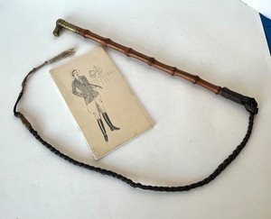 Vintage Brass Handle Riding Crop  Pen & Ink Equestrian Drawing