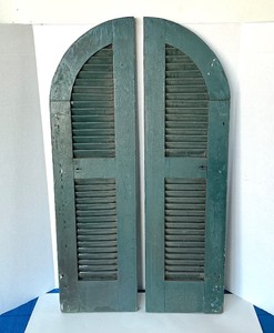 Pair of Vintage Painted Arched Top Shutters