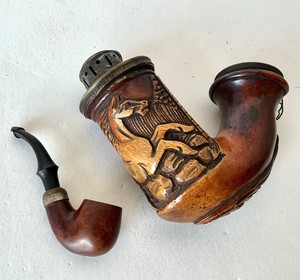 Antique Horse Motif Meerschaum Pipe   Small Chesterfield Style (Childs ) Pipe