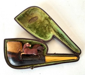 Antique Double Horse Motif Meerschaum Pipe