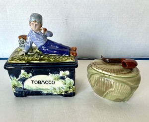 Pair of Vintage Ceramic Tobacco boxes