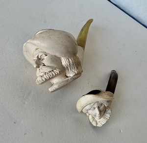 Pair of Antique Meerschaum Portrait Pipes
