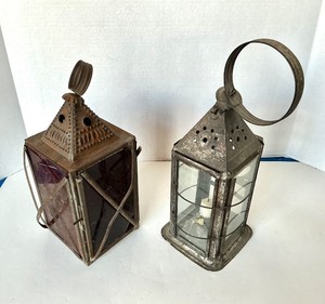 Pair of Antique Tin Lanterns #1