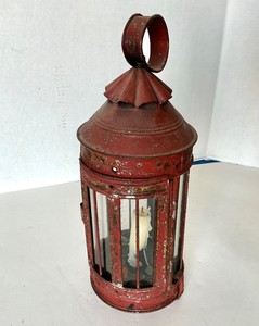 Antique Red Paneled Hospital Lantern
