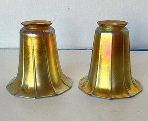 Pair of Steuben Gold Aurene Shades