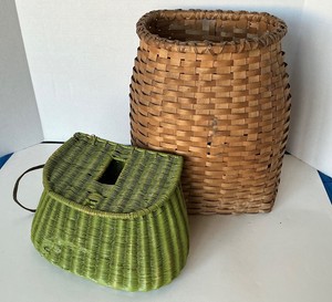 Vintage Adirondack Pack Basket Painted Split Willow Creel