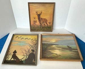Group of 3 Rustic Wildlife Paintings