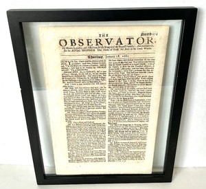 Rare Antique Newspaper The Observator ( London, Jan. 18, 1682 )