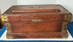 Antique Brass Bound Oak Tool Chest