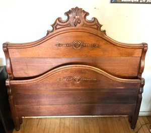 Antique Carved Walnut Full Size Bed
