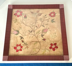 Antique Embroidered Crewelwork Panel