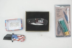 NIP Colt folding blade knife, Rite Edge 1 folding blade knife, River edge shot shell folding knife