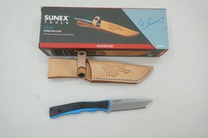 NIP Sunex Eleanor (vintage Eleanor) fixed blade knife with leather sheath