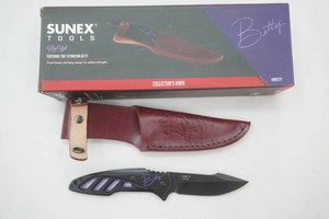 NIP Sunex Ketty (Featuring Tire Mechanic Betty) fixed blade knife with leather sheath