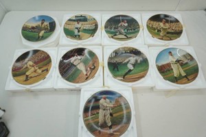 Baseball Collector Plates Lou Gehrig, Jimmie Fox, Roger Hornsby, Ty Cobb, Cy Young, Babe Ruth, Walter Johnson, Honus Wagner, Tris Speaker