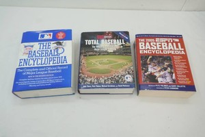3 baseball encyclopedias Total Baseball, ESPN Baseball Encyclopedia, The Baseball Encyclopedia
