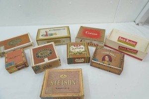 9 vintage cigar boxes Dutch Masters, Student Prince, Corina, Stetson and more