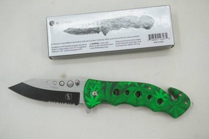 New pocket knife, pot leaf decorated, app 4