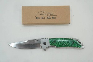 New in package pocket knife with green hilt