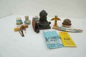 Native American assortment, cast iron Indian statue