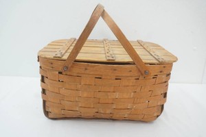vintage Longaberger Picnic Basket woven wood