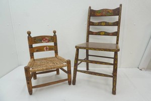 2 childrens chairs wooden, 26 & 17 tall