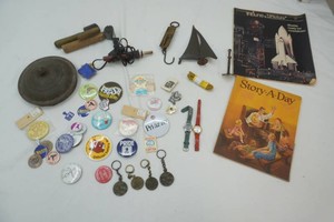 1953 Story-A-Day magazine, collection of festival buttons, vintage tools and more