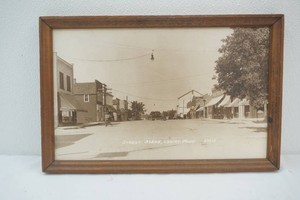 vintage framed print of a street scene, Lowry, MN early 20th century