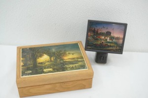 Terry Redlin night light and wood playing card box