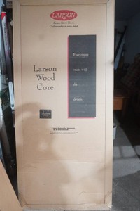 Larson Storm Door Quick Fit straight lever locking handset in Sandstone 36 x 81 with window