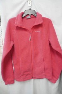 pink Columbia full zip fleece jacket with stand up collar and front pockets with zippers
