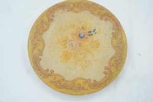 Moriyama Mori-Machi vintage round container with hand painted lid 1920s era 10.5 diameter 2 tall