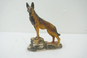 vintage chalkware Rare German Shepherd statue 11 tall 1930s era