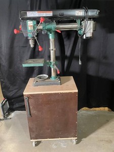 Grizzly Radial Drill Press With Rolling Cabinet & Accessories