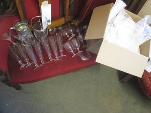 Set of etched Japanese bar ware