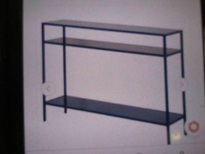 Ricardo 42 in. Rectangle Mykonos Blue Metal Console Table with Metal Shelves