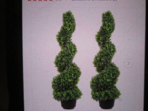 Artificial Topiaries Boxwood Trees 36 in. Green Artificial Boxwood Topiaries Within Containers, (2-Piece)