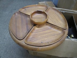 Spinning solid wood serving tray