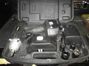 Klutch 24v 12in impact in case with 2-batteries , charger and assorted impact sockets